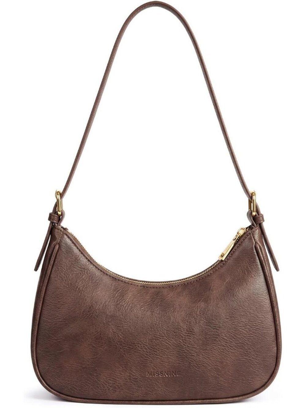 Women's Dark Brown Vegan Leather Small Hobo Underarm Clutch Purse Shoulder Bag